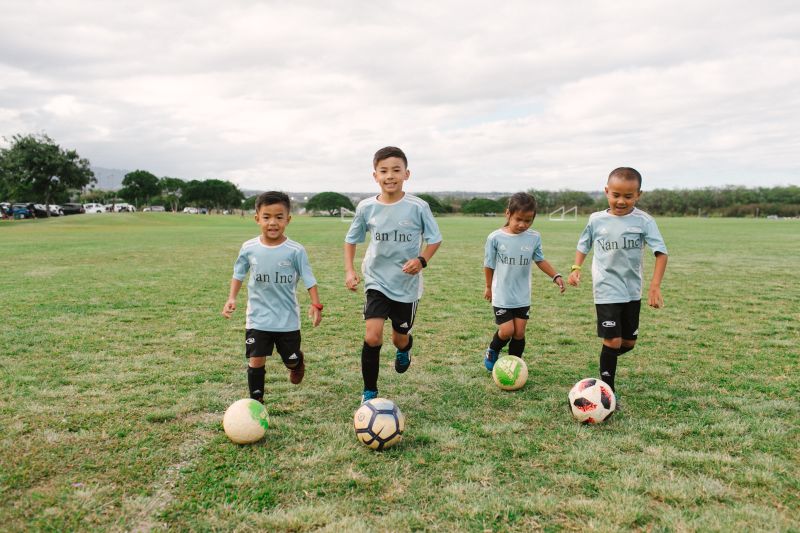 Ethan Kaneshiro (second from left) with his siblings who all play on Hawaii Rush Soccer Club 