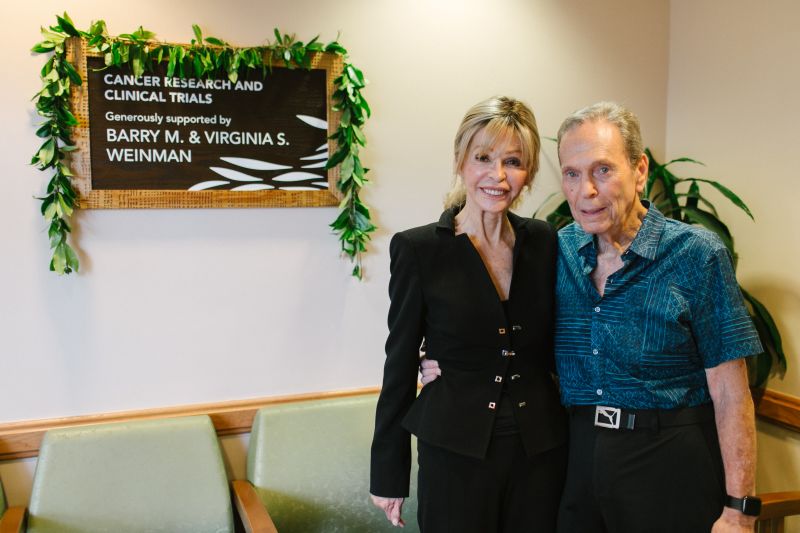 Barry and Virginia Weinman at the Straub Outpatient Treatment Center where the staff will conduct clinical trials funded by their donation