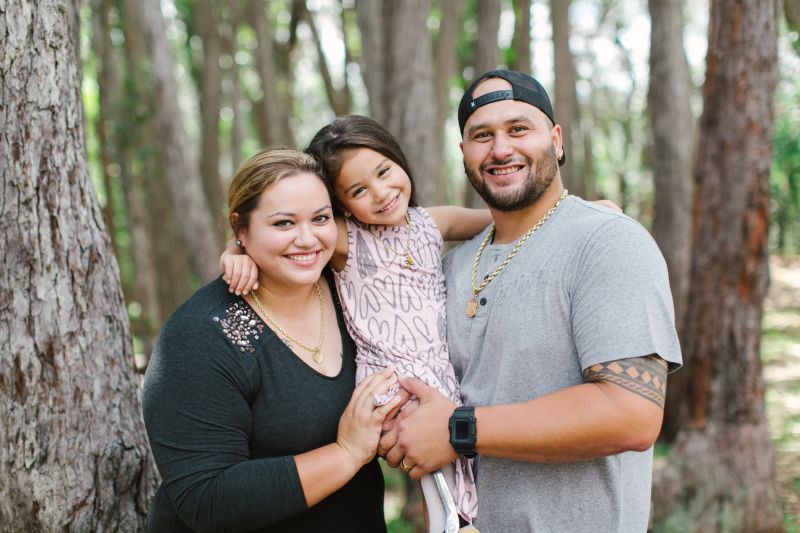 Haumea and her parents, Kainoa and Calen Friel