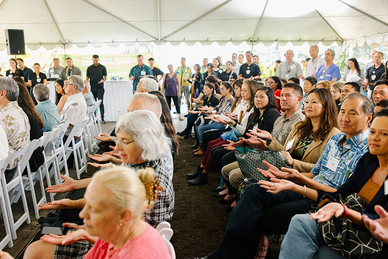 Kahu Kekoa asked attendees to hold out their hands to catch the “blessings that were falling” along with the rain that morning.